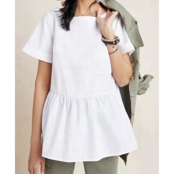Anthropologie Tops - New Maeve Anthropologie Darla Poplin Swing Top Women's Large Short Sleeve Cotton